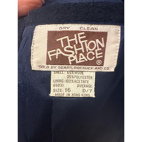 The Fashion Place by Sears Vintage Navy Wool Blazer, Womens Size 16 - Picture 4 of 6